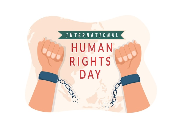 Vector human rights day template hand drawn flat cartoon illustration