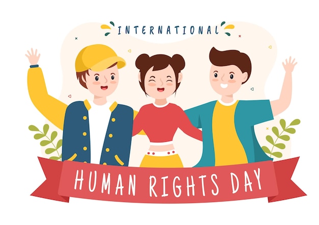 Human rights day template hand drawn flat cartoon illustration