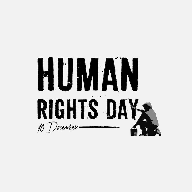 人権デーのウォール ペイント グラフィティ、レタリング、ロゴ、テーマ、タイポグラフィ。人権の日は ce