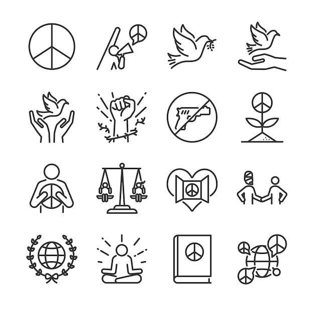 Human rights line icon set.