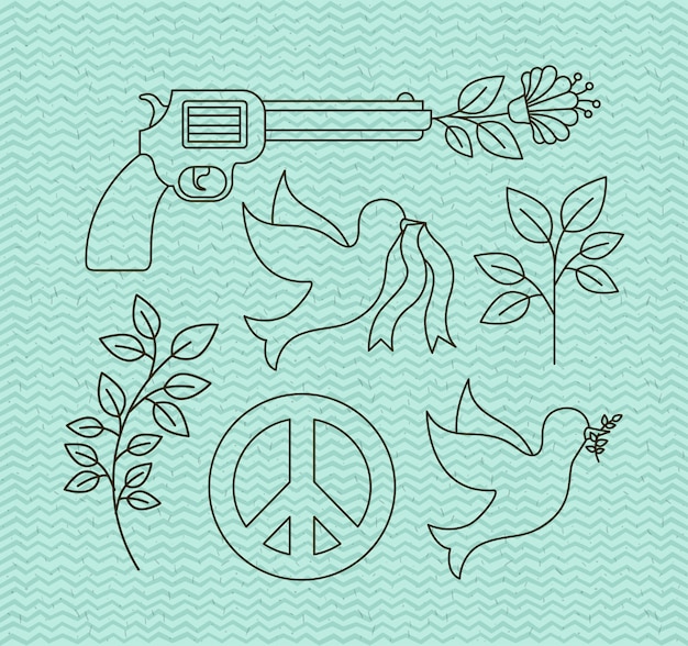 Vector human rights and peace set icons