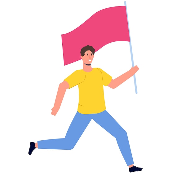 Human running with a flag. vector illustration