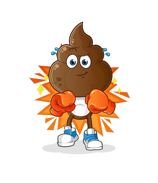 Vector human shit head cartoon boxer character cartoon mascot vector