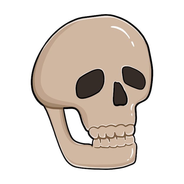 Human skull bone remains doodle cartoon linear