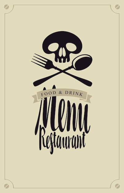 Human skull and cutlery