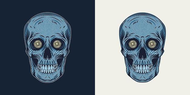 Vector human skull in denim style