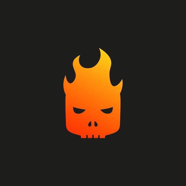 Human skull on fire illustration