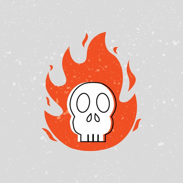 Human skull on fire illustration