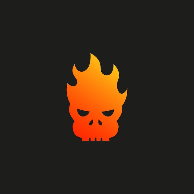 Vector human skull on fire illustration