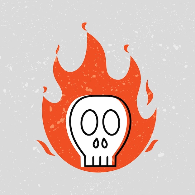 Human skull on fire illustration