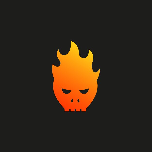 Vector human skull on fire illustration