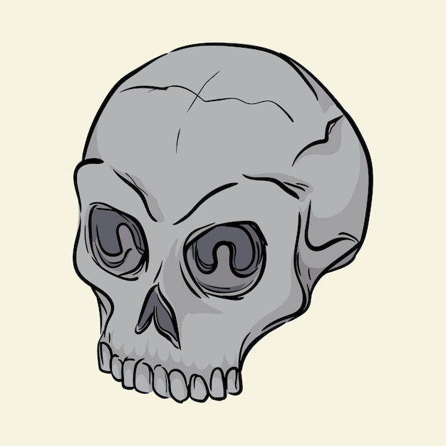 人間の頭蓋骨手描きのベクトル図を背景に分離