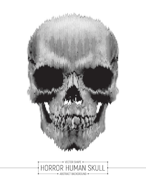 Human skull horror art illustration