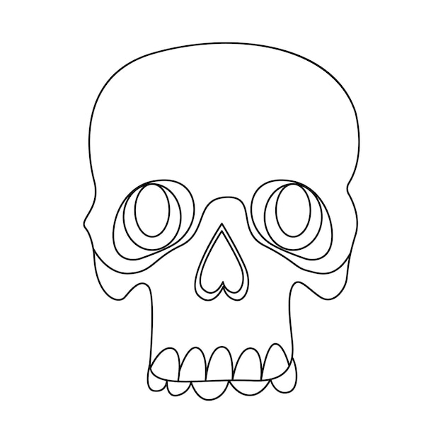 Human skull single line drawing vector illustration