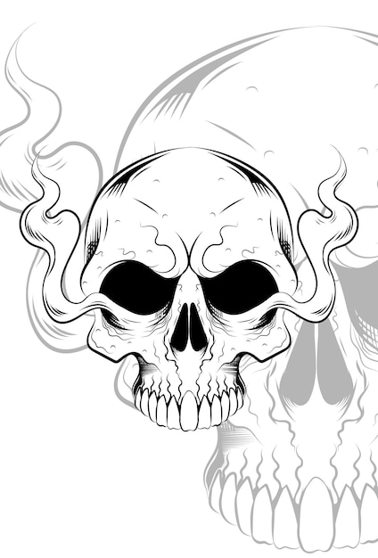 Vettore cranio umano con illustrazione vettoriale di fumo d'aria