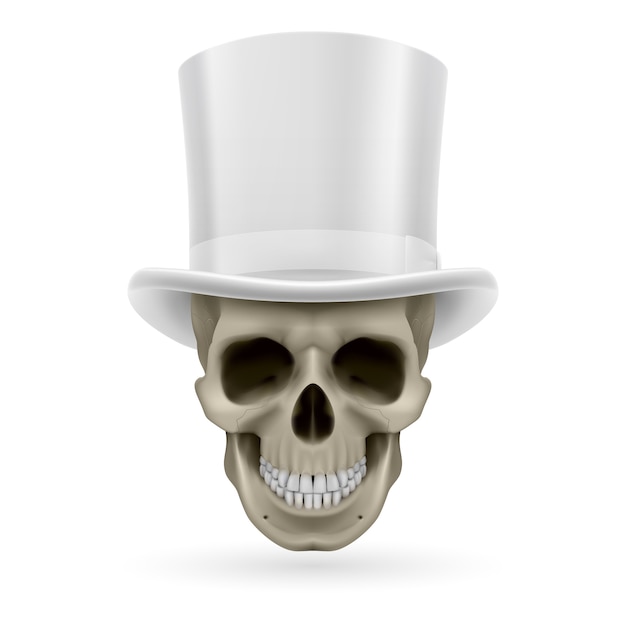 Vector human skull with hat on