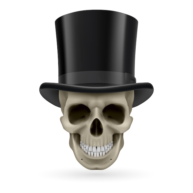 Vector human skull with hat on