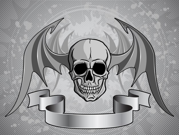 Vector human skull with wings vector