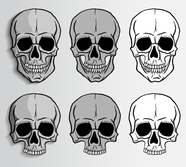 Human skulls vector set