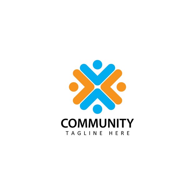 Human social, unity, together, connection, relation, community logo template design vector