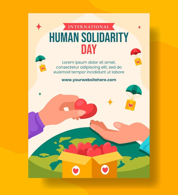 Human Solidarity Day Vertical Poster Flat Cartoon Hand Drawn Templates Background Illustration