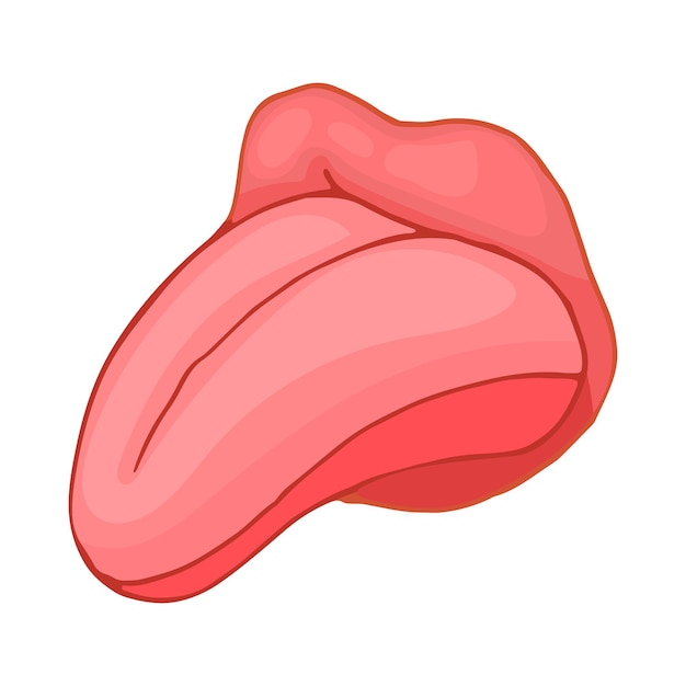 흰색 배경에 만화 스타일의 인간 혀 아이콘