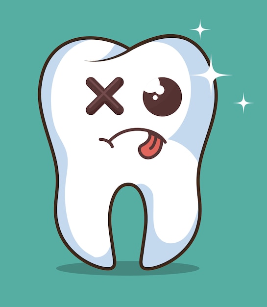 Vector human tooth character icon