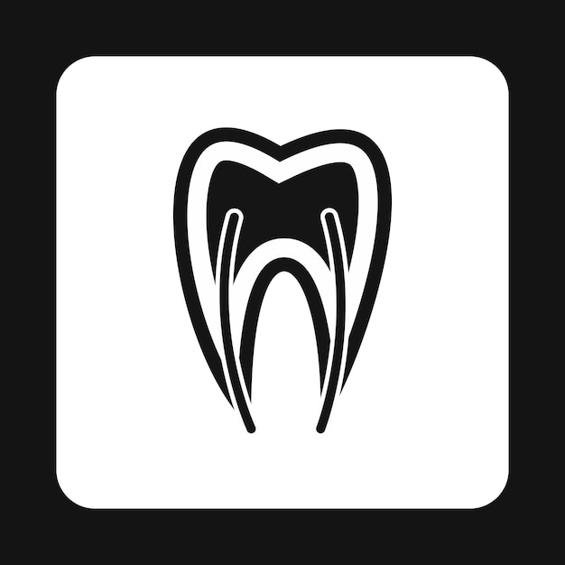 白い背景のベクトル図に分離されたシンプルなスタイルの人間の歯の断面アイコン