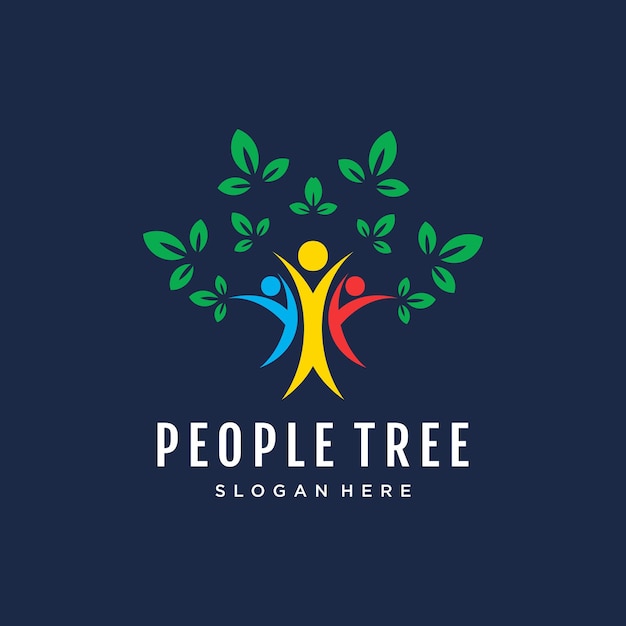 Vector human tree creative logo design concept template