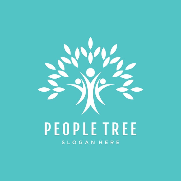 Human tree creative logo design concept template