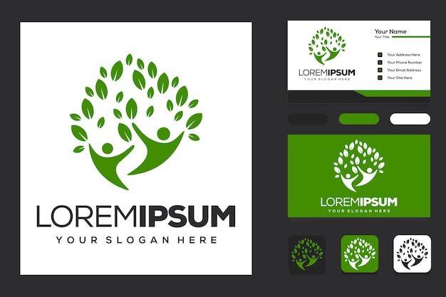 human tree logo template and business card