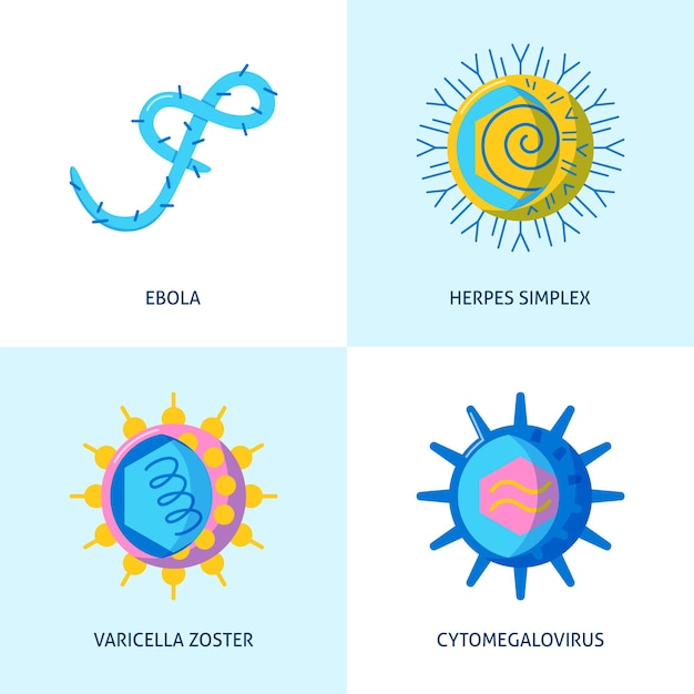 Vector human virus icons collection