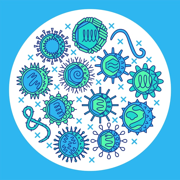 Vector human viruses round poster