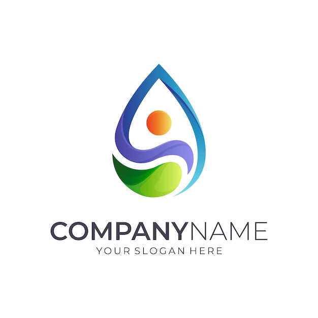 Human + water drop logo ontwerp