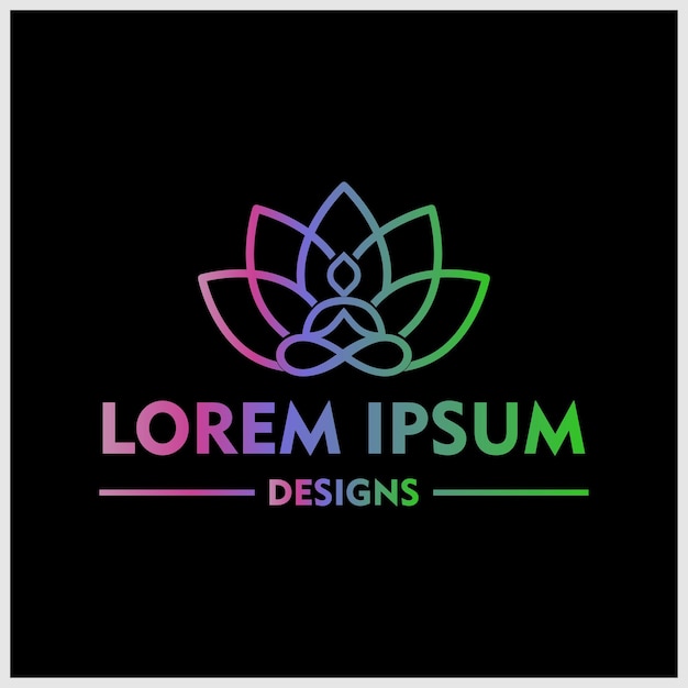 human yoga with lotus logo design template