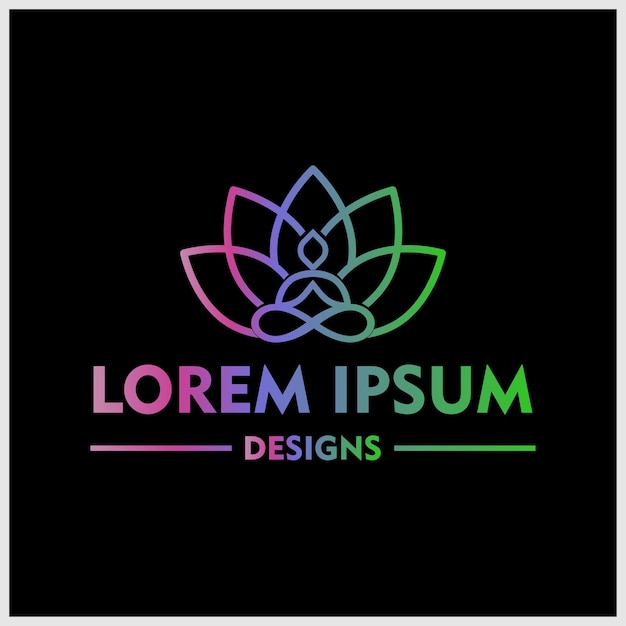 Human Yoga With Lotus Logo Design Template