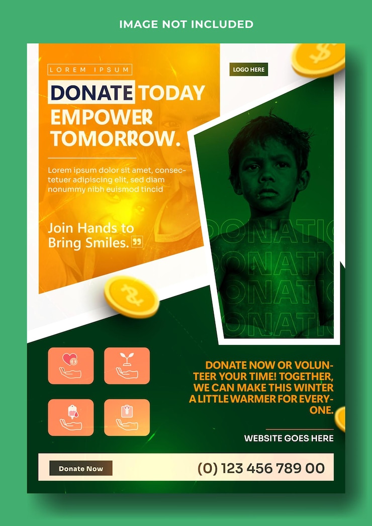Vector humanitarian charity flyer template design
