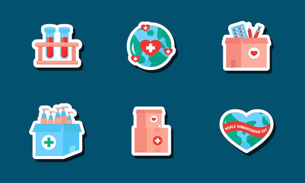 Humanitarian Day Sticker Set Collection Design