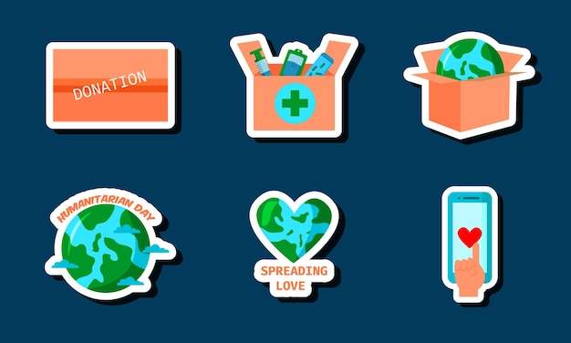 Humanitarian Day Stickers Set Design