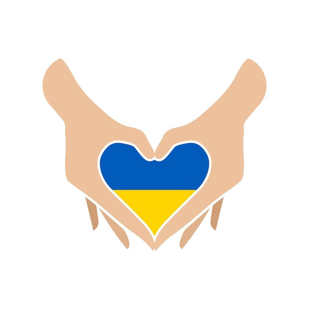 Vector humanitarian ukrainian help hands heart