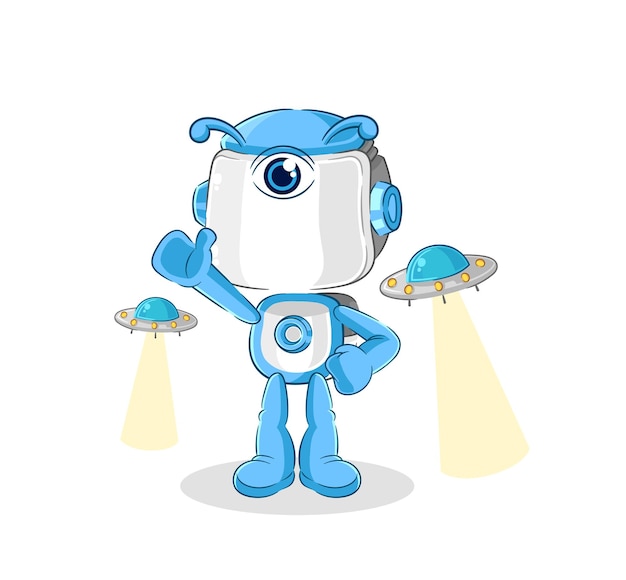 Humanoid robot alien cartoon mascot vector