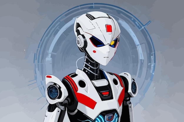 Vector humanoid robot doctor medical white background illustration