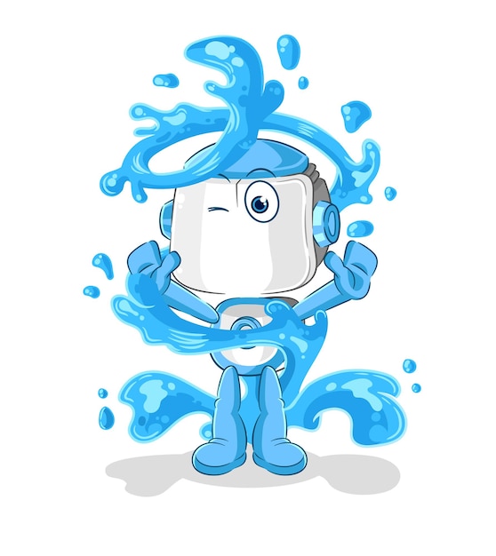 humanoid robot fresh with water mascot cartoon vector