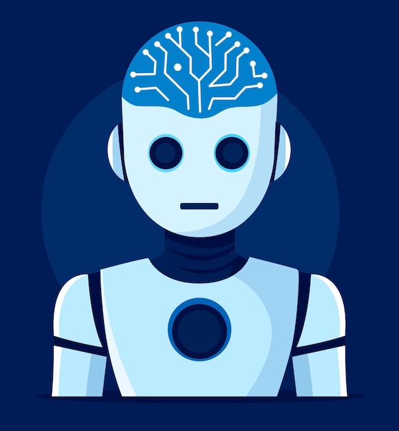humanoid robot with circuit patterns representing artificial intelligence and advanced computing