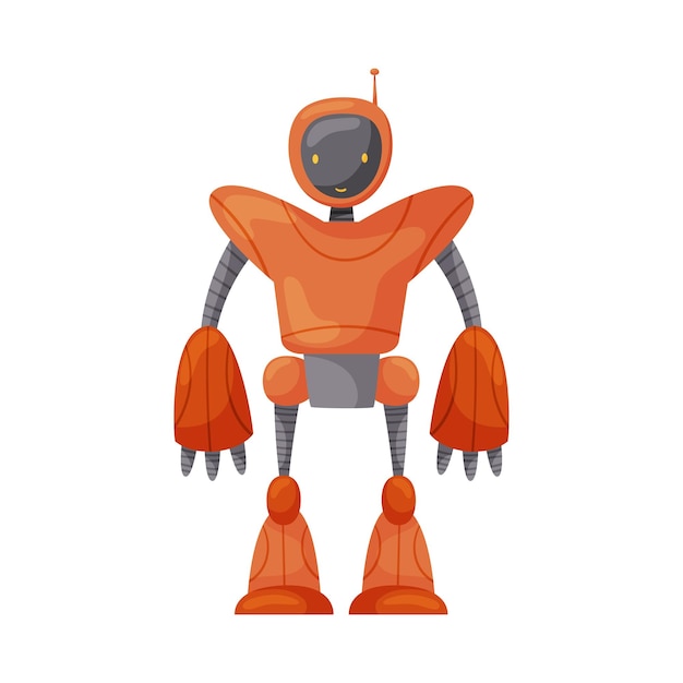 人工知能ベクトルイラストとして鉄の肢とアンテナを持つヒューマノイドまたはロボット