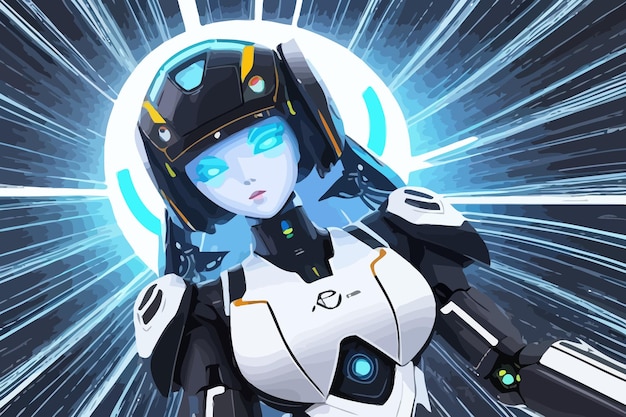 Vector humanoid robot woman illustration