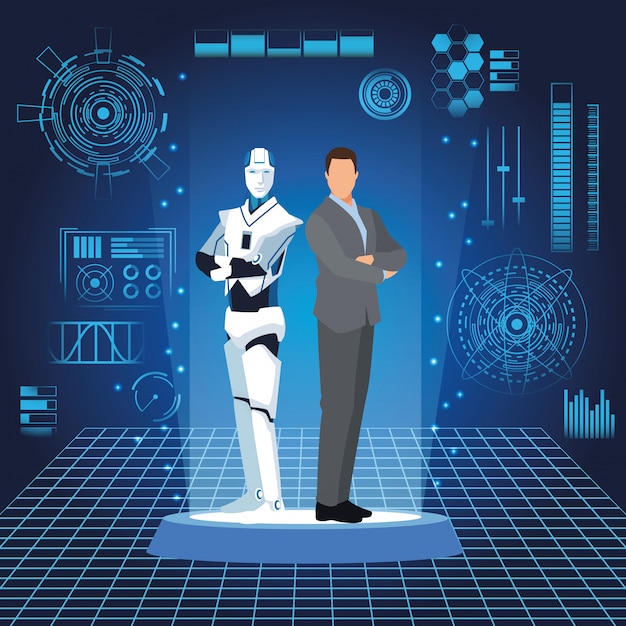 Humanoïde robot en zakenman