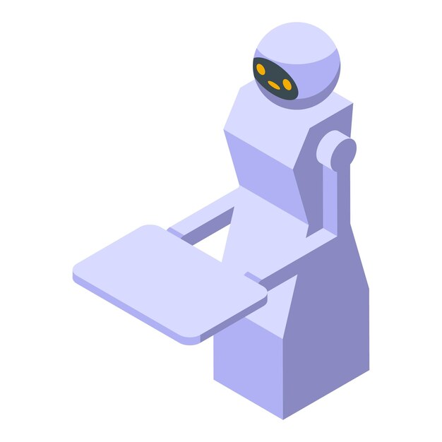 Humanoïde robot met een lege dienblad isometrische weergave