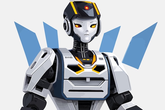 humanoïde robot ober witte achtergrond illustratie