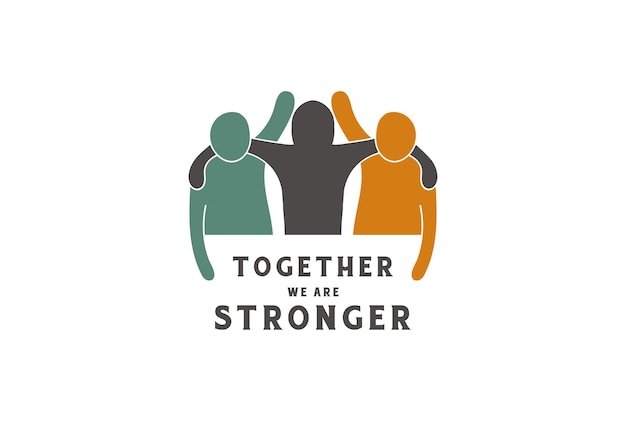 チームクラブユニティコミュニティチャリティー財団ロゴデザインベクトルのために一緒に抱き締める人間